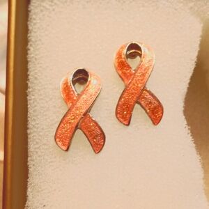 Pink Glitter Breast Cancer Awareness Ribbon Earrings